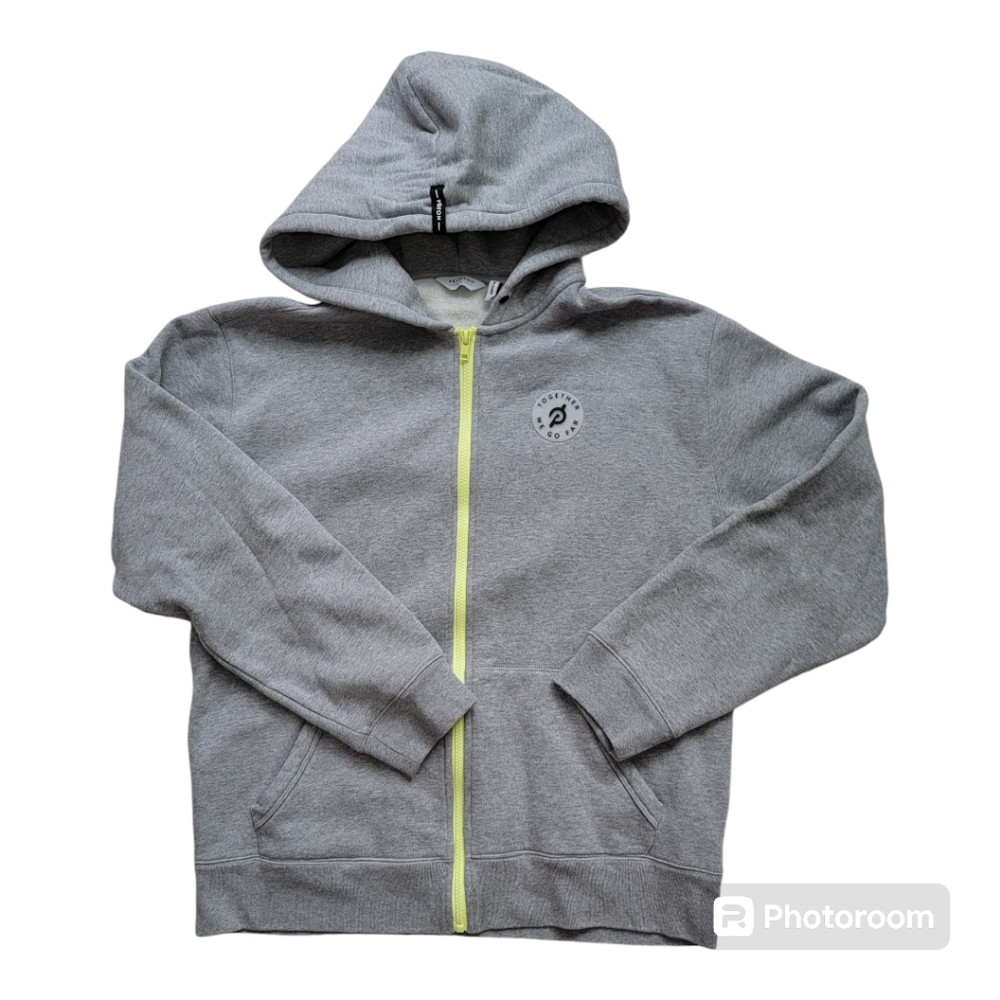 Peloton Heavyweight Full Zip Athletic Gray Gym Hoodie Sweatshirt Mens L